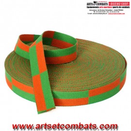 Ceinture karaté bicolore Noris Orange et Vert - Rouleau 50m