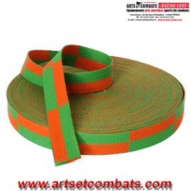 Ceinture karaté bicolore Noris Orange et Vert - Rouleau 50m