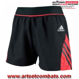 Short Femme Adidas Noir Rouge Avec Boxer Intégré