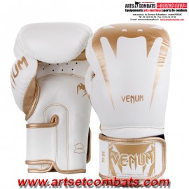 GANTS DE BOXE VENUM GIANT 3.0 - CUIR NAPPA - BLANC/DORÉ