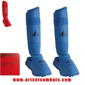 Protèges tibia/pied karaté WKF Adidas Bleu