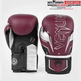 GANTS DE BOXE VENUM ELITE EVO - ROUGE BORDEAUX/ARGENT