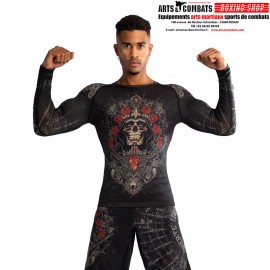 Rashguard à Manches Longues Santa Muerte 5.0 - Noir Profond/Or