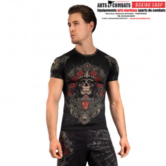 Rashguard à Manches courtes Santa Muerte 5.0 - Noir Profond/Or