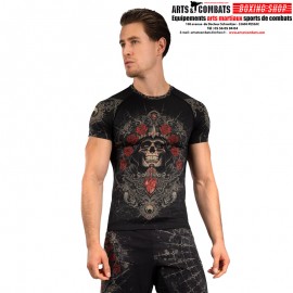Rashguard à Manches courtes Santa Muerte 5.0 - Noir Profond/Or