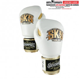 Gants de boxe Cuir Velcro SKS Blanc
