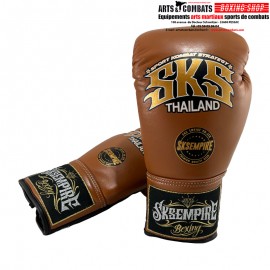 Gants de boxe Cuir Lacets SKS Marron