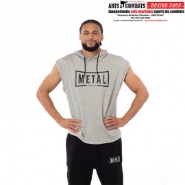 HOODIE SANS MANCHE GRIS CHINE METAL BOXE