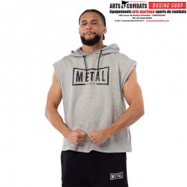 HOODIE SANS MANCHE GRIS CHINE METAL BOXE