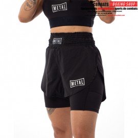 SHORT 2 IN 1 FEMME  NOIR METAL BOXE