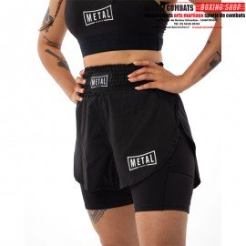 SHORT 2 IN 1 FEMME  NOIR METAL BOXE