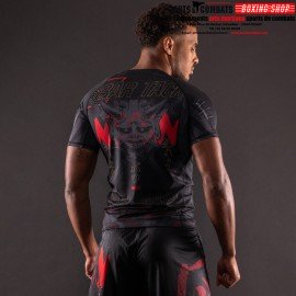 RASHGUARD MANCHES COURTES BAR TACK «ONI 鬼» - NOIR