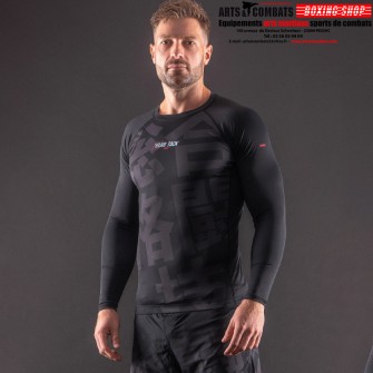 RASHGUARD MANCHES LONGUES BAR TACK «ONI 鬼» - NOIR