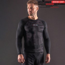 RASHGUARD MANCHES LONGUES BAR TACK «ONI 鬼» - NOIR