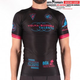 Rashguard sport de combat - Velha Boipeba Noir/Rose/bleu