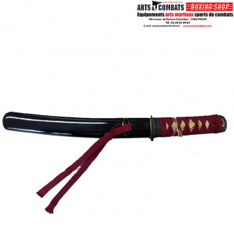 Tanto acier lame Damas noir et rouge