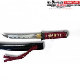Tanto acier lame Damas noir et rouge